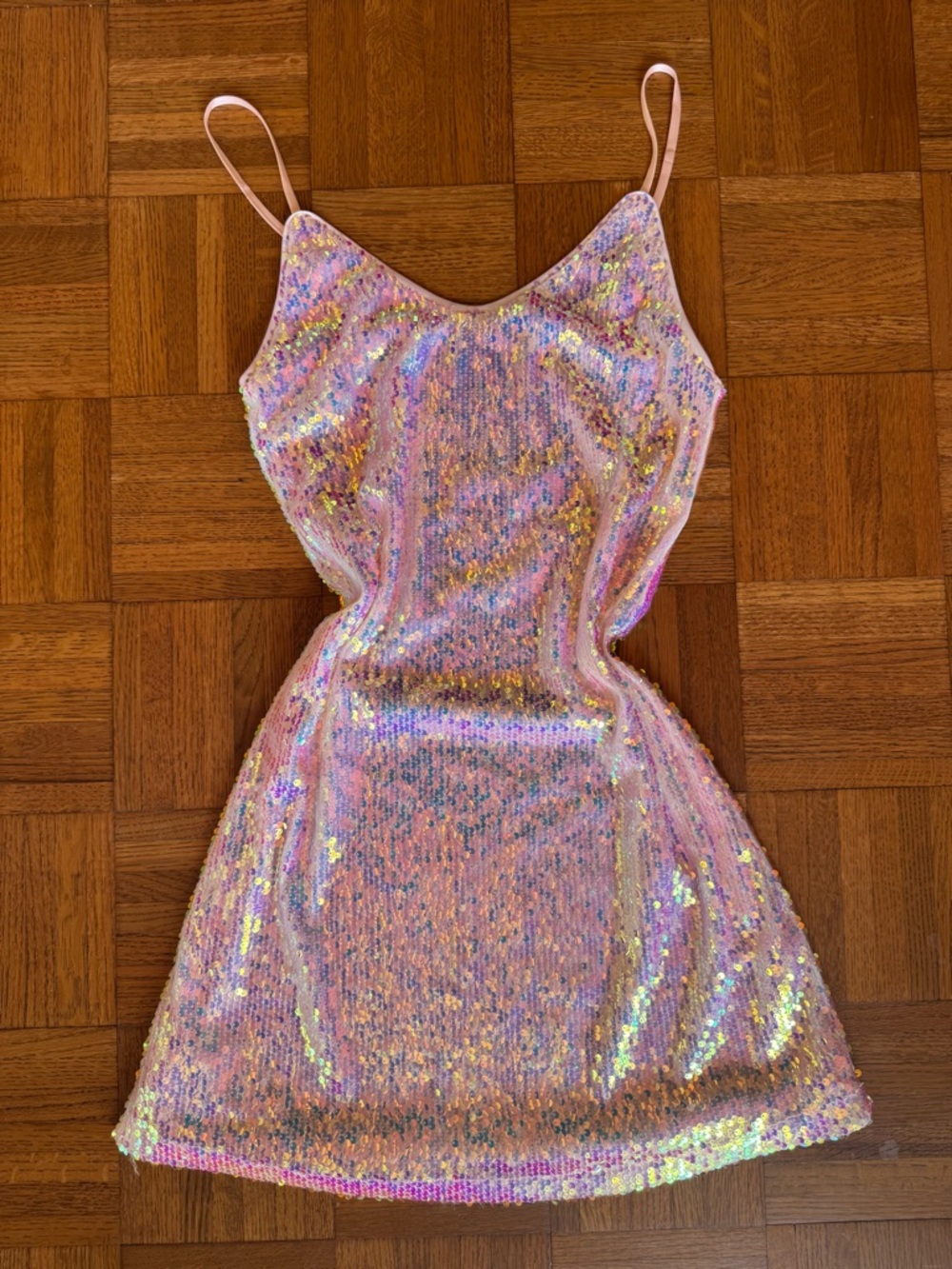 Allegra K Pink Iridescent Sequin Dress NWOT